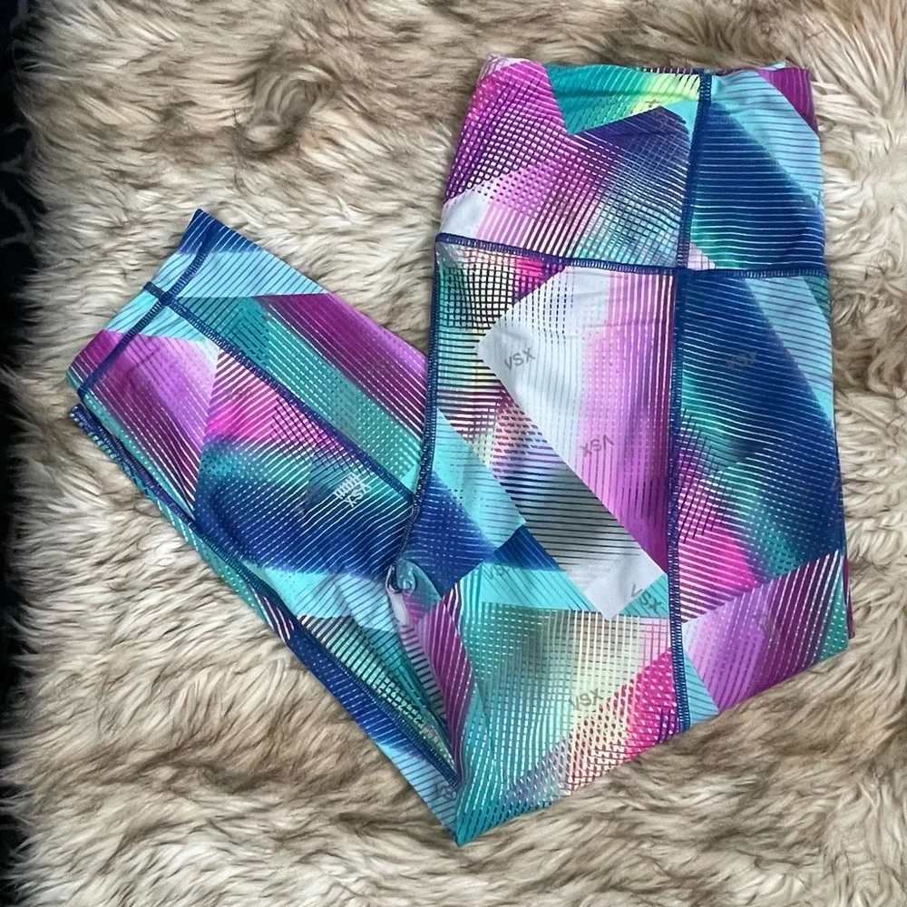 VSX Victoria's Secret Sport Knockout Crop Neon Abstract Geo Print - Picture 1 of 4